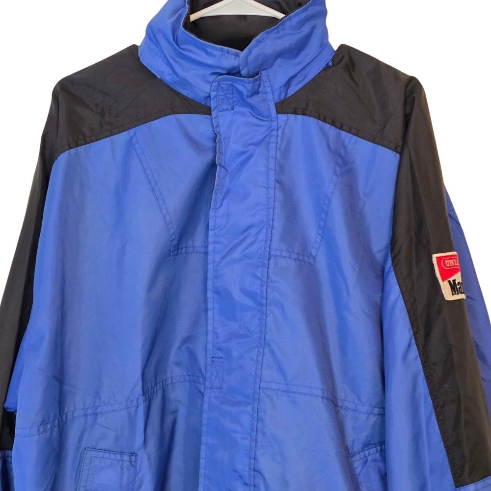 Marlboro Unlimited Vintage Blue Black Nylon Windbreaker Jacket Size‎ L